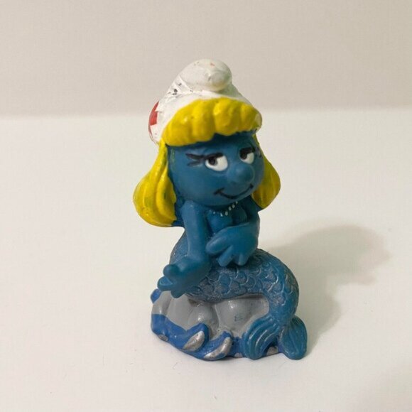 Vtg Mermaid Smurfette Smurf Figure PVC Display Smurfs Toy Schleich W Germany - Picture 12 of 14